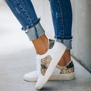 Vici Hide + Chic Faux Leather Glitter Smeakers